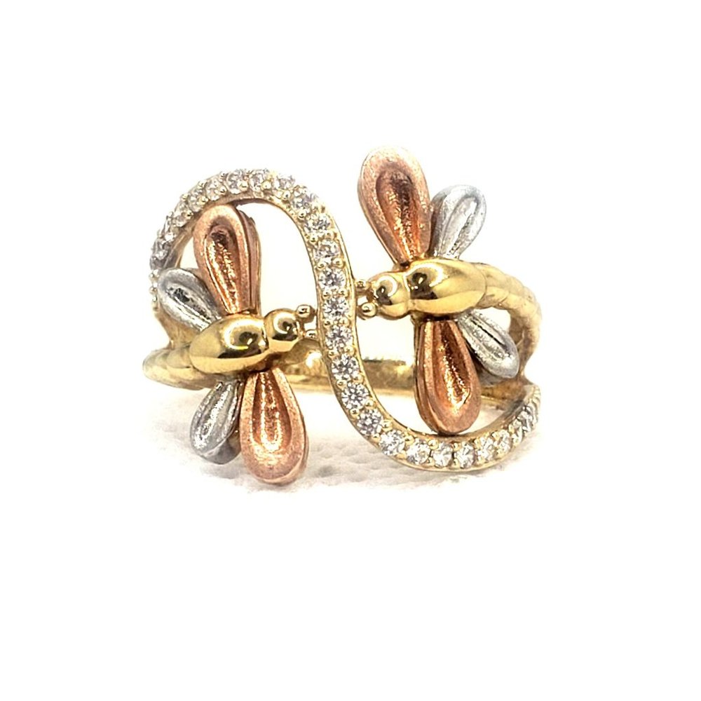 14 k GOLD Double Dragonfly Ring size 6